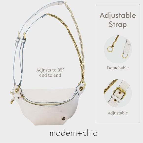 Modern+Chic Belt Bag Catherine Vegan Leather Crossbody Chain Adjustable Strap - Picture 15 of 17